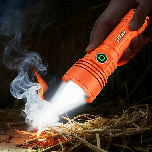 Flashlight 4500-Lumen Fresnel Lens Rechargeable Hand Torch with Six Modes in Two Model Options