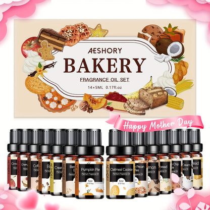 14-Bottle Fragrance Oil Gift Set with 5ml Bakery or Floral Scent Assortments for Diffusers and Candle Projects