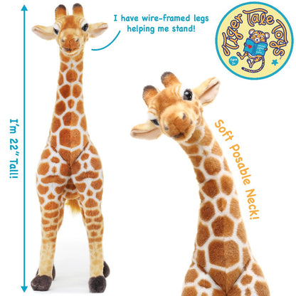 Jocelyn Poseable Giraffe Stuffed Animal 22 Inch – Baby Kenyan Giraffe Plush Toy with Story Card CPSIA ASTM Safety Certified Soft Realistic Safari Gift for Kids Boys Girls Ages 3+