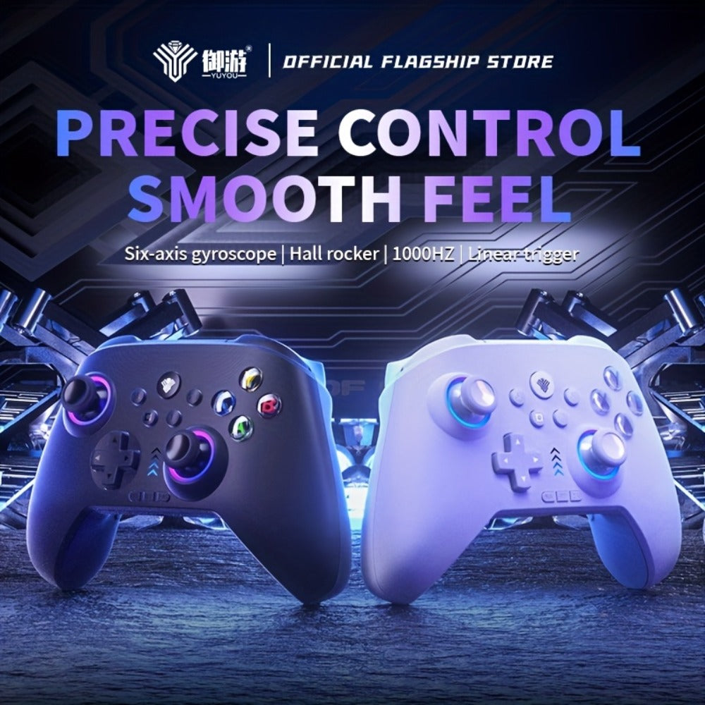 Three-Mode Wireless PC Controller with RGB Lighting, Hall Effect Joystick & Trigger, Programmable Buttons & Vibration for Windows PC, Android, Nintendo Switch & Steam – Not Compatible with Xbox