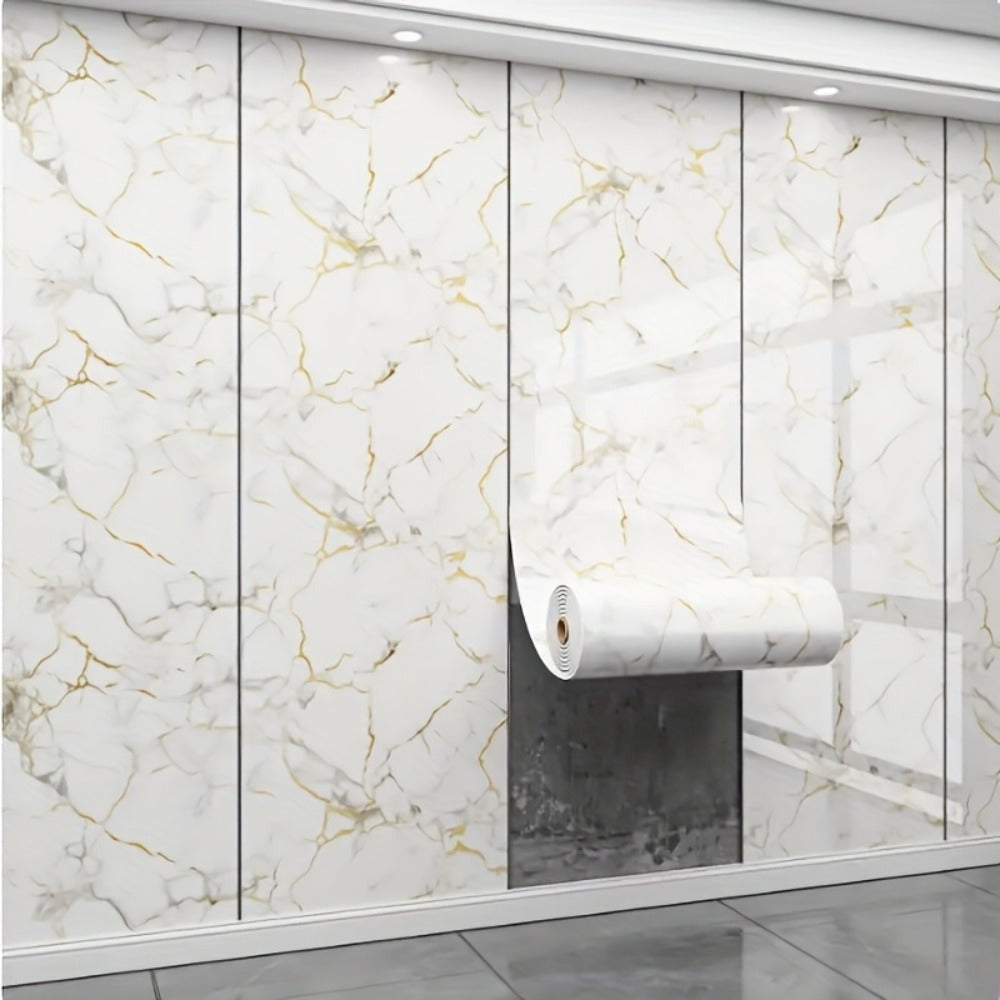 Marble-Look Peel-and-Stick Wall Covering in Four Patterns and Two Roll Lengths, 15.75 Inches Wide