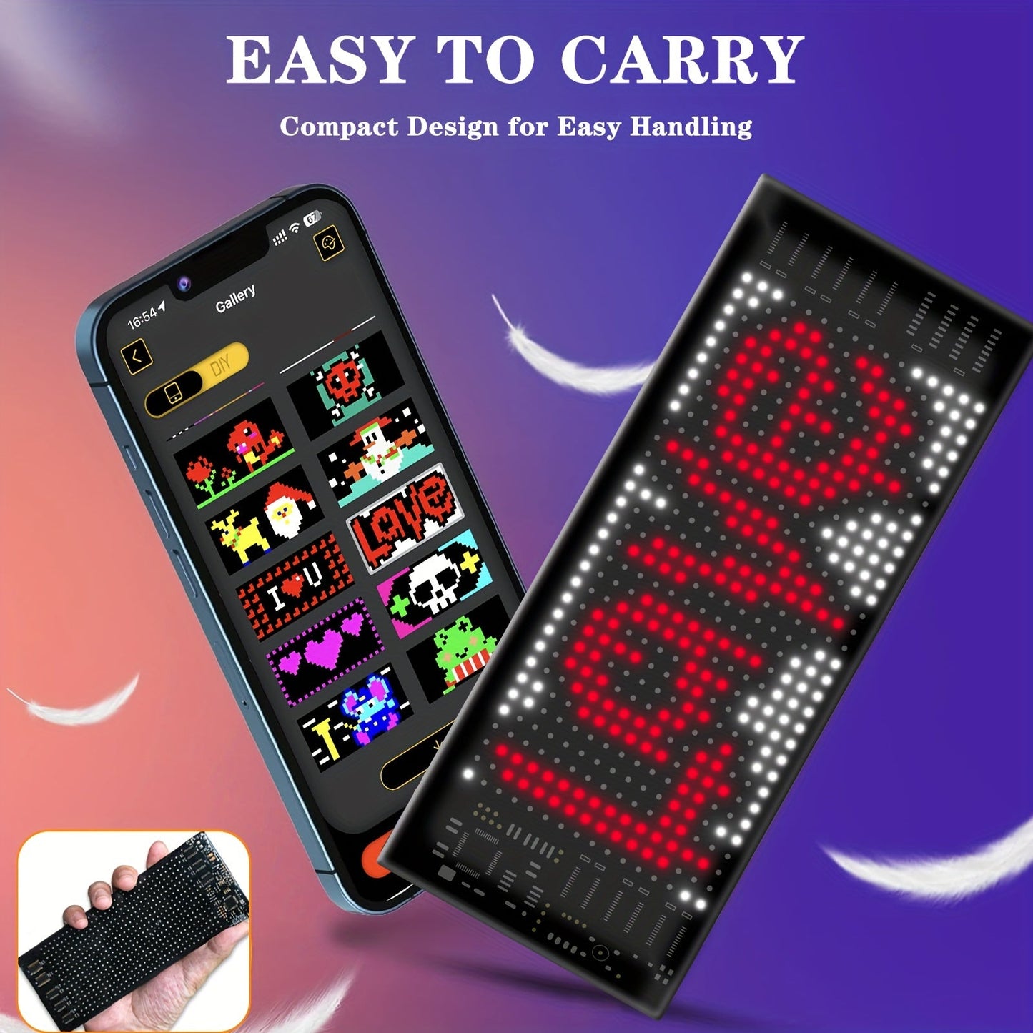 Flexible LED Dot Matrix Display with Remote Control - APP & USB Powered Programmable Scrolling Sign, 8 Dynamic Modes for Car Window Store Shop Hotel Holiday Decoration