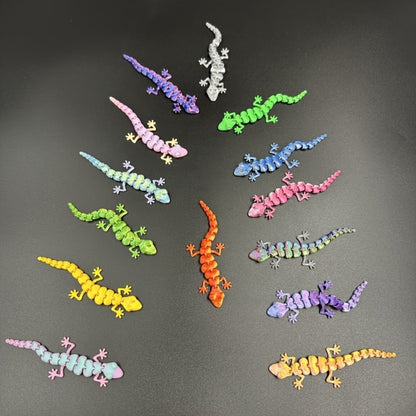 Mini Gecko Figurine Set with 101 Mixed-Color 3D-Printed Lizard Shapes, Each Approximately 3.62 Inches Long