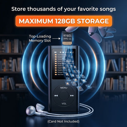 Portable MP3 MP4 Player with 128GB Expandable Storage, Lossless Audio FLAC MP3 WMA APE, Video Playback, E-Book Reader, LCD Screen, Alloy Body, Ideal for Music Travel Offline Listening