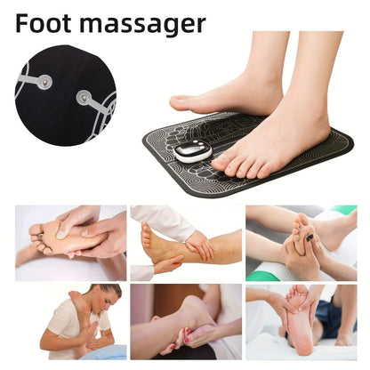 USB-Powered Foot Stimulation Mat with Eight Modes, Nineteen Levels and Foldable Black Pad Design