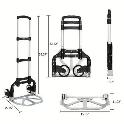 Folding Aluminum Hand Truck & Dolly 165 lbs Capacity, Lightweight Collapsible Cart for Home, Office, Automotive and Travel Use, 4 Colors