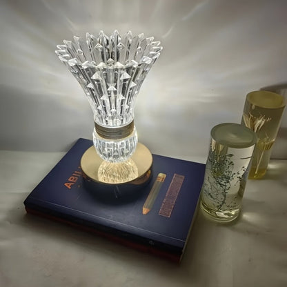 Table Lamp with Crystal Vase Shade, Touch Dimming, USB Rechargeable Power and One or Two-Lamp Options