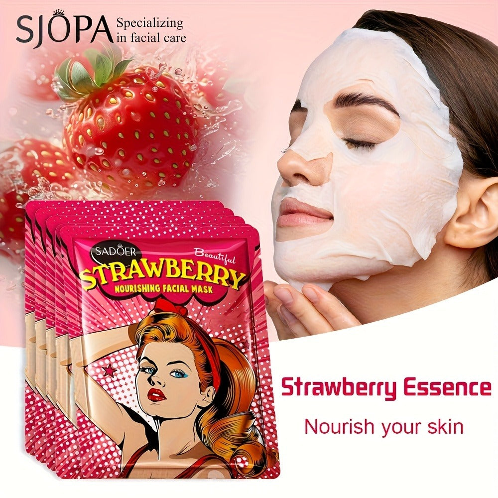 Sixteen-Piece Sheet Mask Assortment with Illustrated Fruit and Honey Labels in Individual Pouches