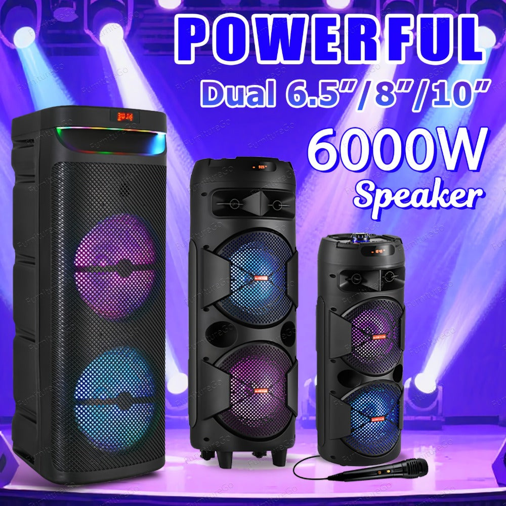 Portable Bluetooth Speaker Party Boombox with Dual Subwoofers, RGB, TWS and Up to 20 Hours Playback