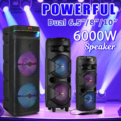 Portable Bluetooth Speaker Party Boombox with Dual Subwoofers, RGB, TWS and Up to 20 Hours Playback