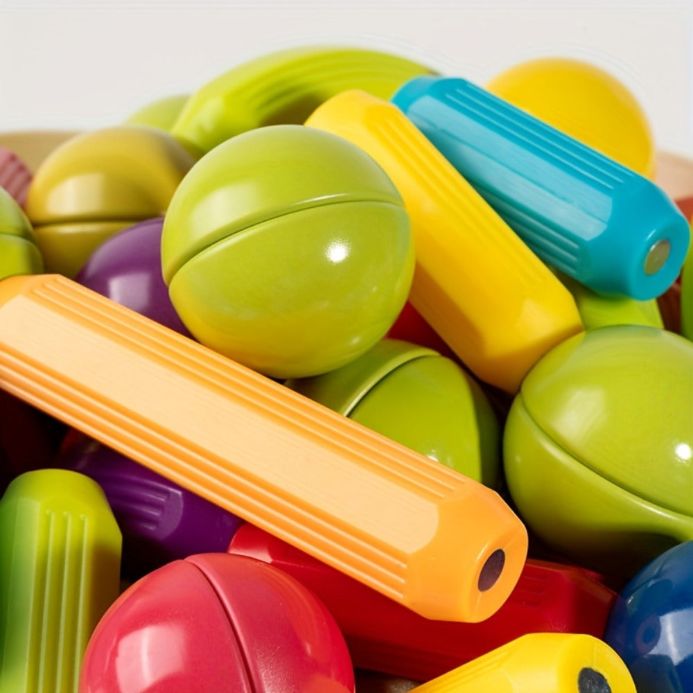 Magnetic Stick and Ball Building Set in 28-Piece or 58-Piece Multicolor Options for Pictured 3D Shapes