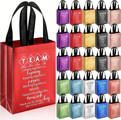 Gift Bag Set Employee Appreciation Print, 15 Random-Color Non-Woven Handle Bags in Ten Message Designs