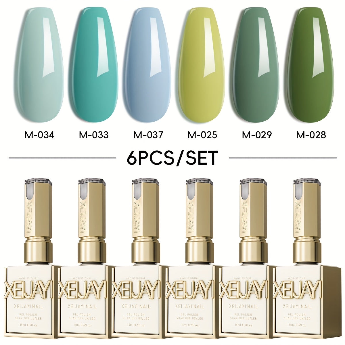 Holographic Rainbow Candy Gel Nail Polish Set 6 Colors 15ml - Semi-Permanent Soak Off LED UV Long Lasting Glossy Macaroon Finish Photo Frame Bottle Spring Summer Nail Art Kit for Women 0.51oz Each