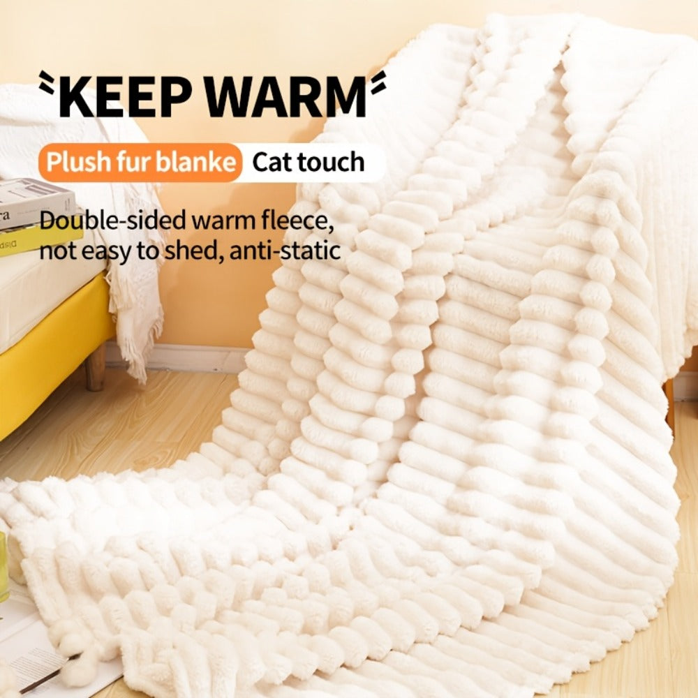 500gsm Heavy Plush Blanket – Ultra Thick Soft Warm Fluffy Blanket for Bed, Sofa & Travel, Baby to Double Size, 5 Colors