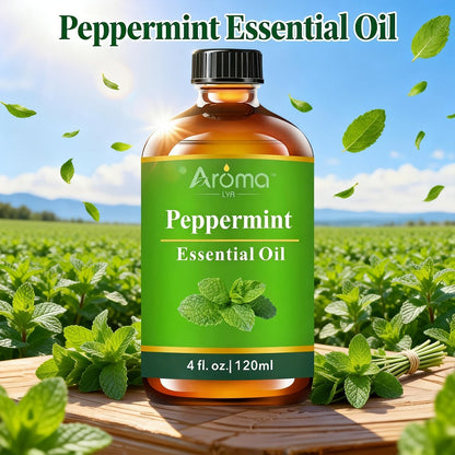 Essential Oil Peppermint 120ml or 10ml Ceramic-Stone Set for Diffuser, Candle and Car Fragrance