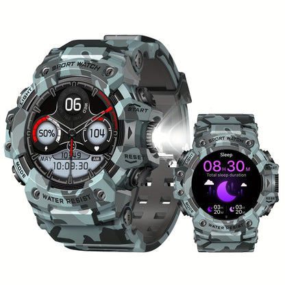 Smartwatch for Men 1.32 Inch Tactical Watch with LED Flashlight, SOS and 100+ Sport Modes in Eleven Colors