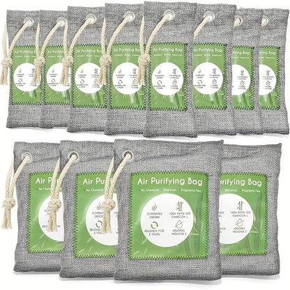 Bamboo Charcoal Air Purifying Bags Odor Absorber & Moisture Absorber Natural Activated Charcoal Odor Eliminator for Car Home Closet Shoe Refrigerator Pet Area Multi-Pack