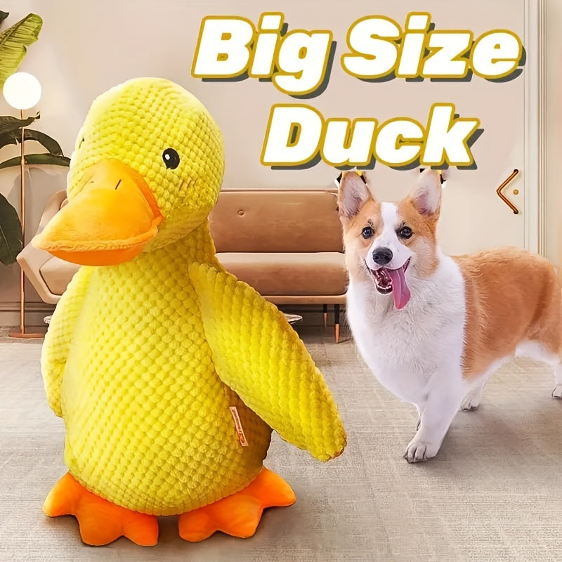 Dog Toy Large Yellow Duck Plush with Built-In Squeaker for Chew, Fetch, Tug and Cuddle Play