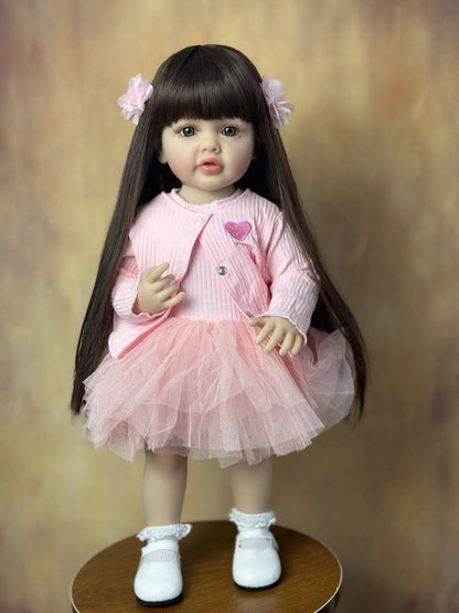 Reborn Doll, 22-Inch Standing Full-Vinyl Figure with Glued Wig, Acrylic Eyes and Clothing Set