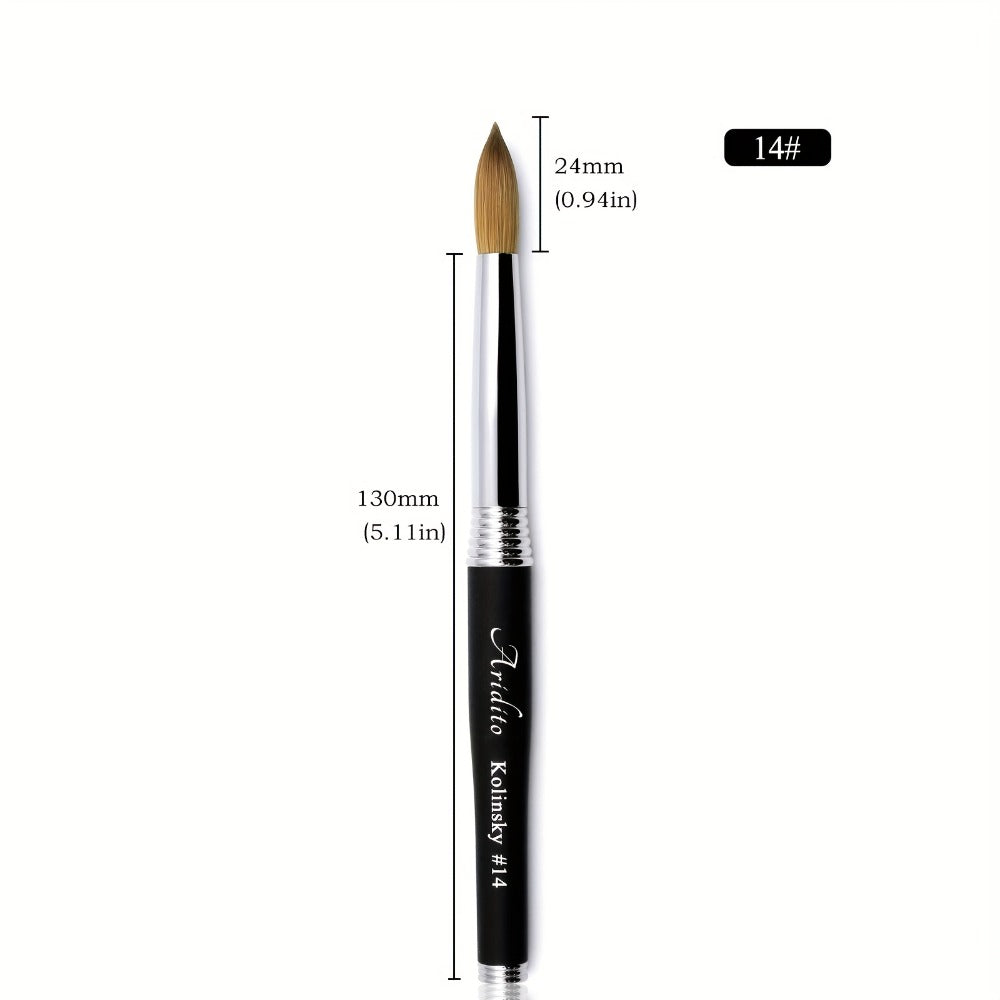Round Acrylic Nail Art Brush with Black Handle in Protected Sizes 12, 14, 16 and 18 for Salon Detail Work