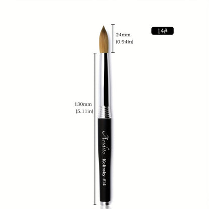 Round Acrylic Nail Art Brush with Black Handle in Protected Sizes 12, 14, 16 and 18 for Salon Detail Work