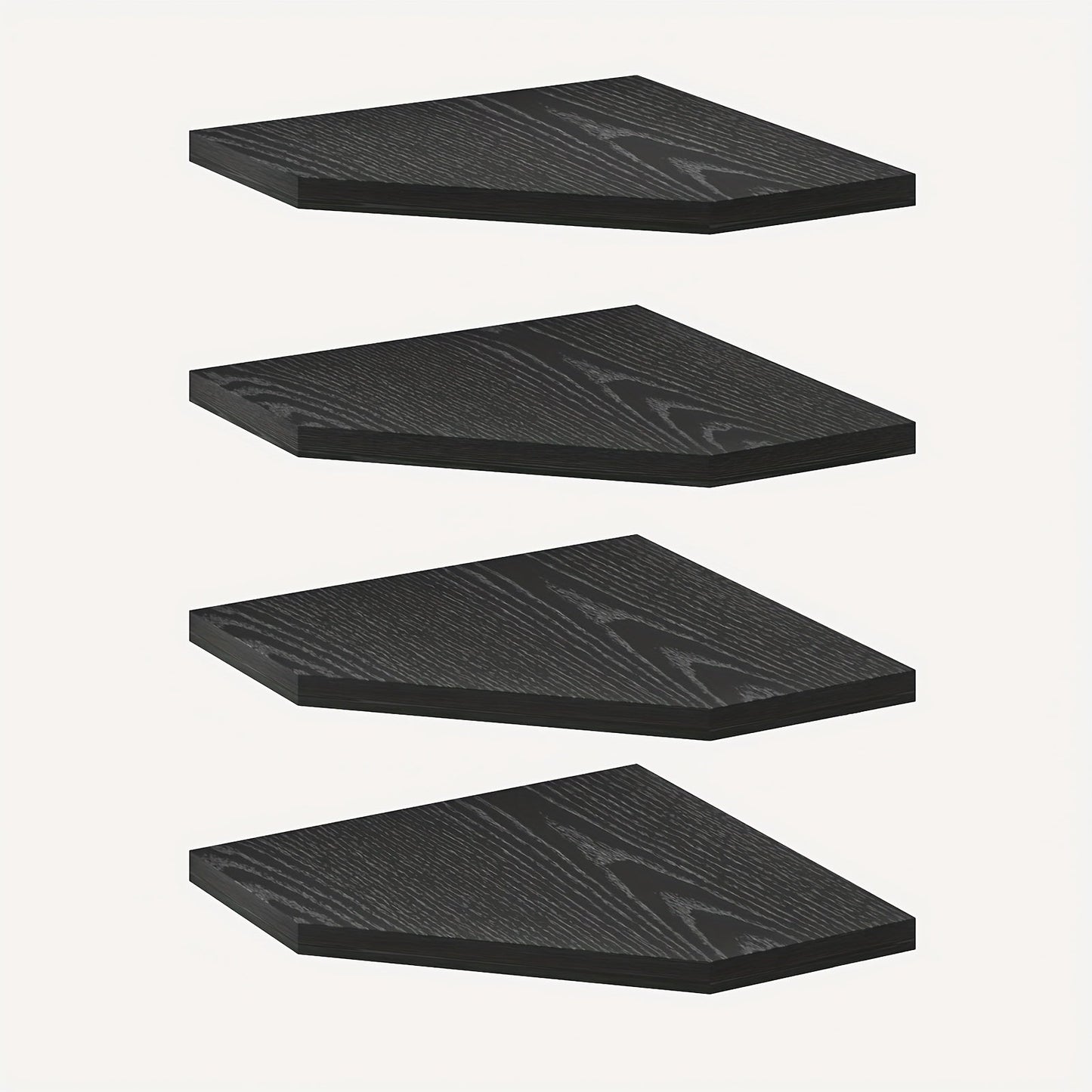 Floating Corner Wall Shelf 5-Sided Wall Mounted Storage Rack - Modern Display Unit for Bathroom, Kitchen, Bedroom & Living Room - Set of 2, 4 or 6 in Brown, Black or White