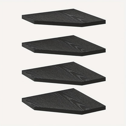 Floating Corner Wall Shelf 5-Sided Wall Mounted Storage Rack - Modern Display Unit for Bathroom, Kitchen, Bedroom & Living Room - Set of 2, 4 or 6 in Brown, Black or White