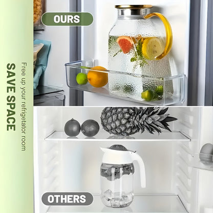 1.8-Liter Textured Glass Fridge Jug Set with Lid, Long Spoon and Cleaning Brush for Cold Drinks