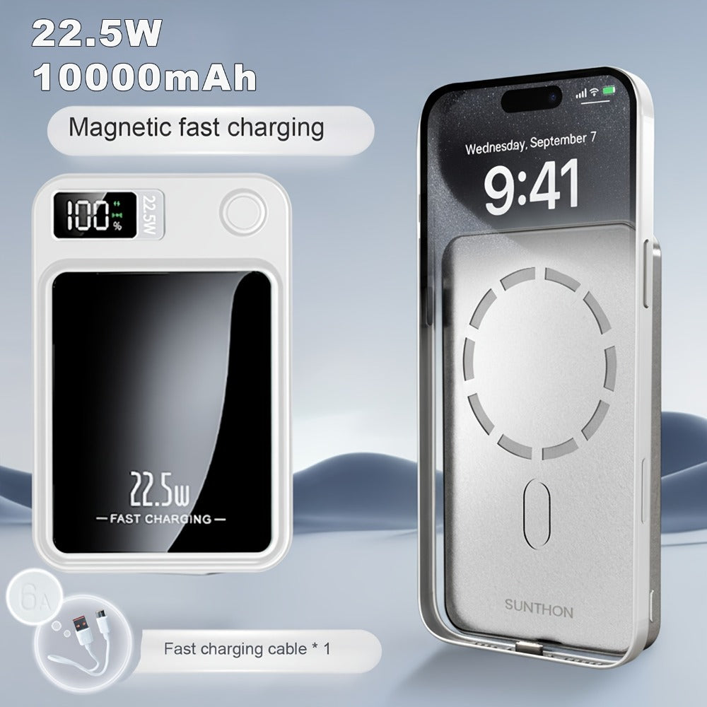 Magnetic Wireless Power Bank with 5000mAh and 10000mAh Labels, Flip Display and Four Color Options