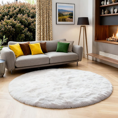 Round Shaggy Area Rug in Seven Solid or Tie-Dye Colors with 4 x 4-Foot to 8 x 8-Foot Sizes