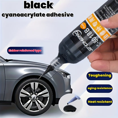 Black Rubber-Specific Cyanoacrylate-Labeled Adhesive in 30cc Syringe Bottle with Pointed Applicator