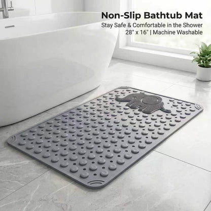 Perforated Suction-Cup Bathtub Mat with 75 × 43 cm Size, Blue or Light Gray Options and Full-Surface Drain Holes