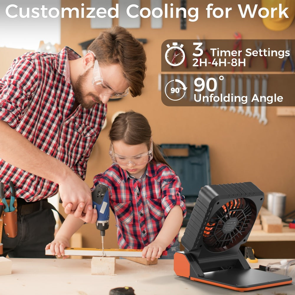 Solar Camping Fan and Light with Folding Panel, USB-C Input, Timer Controls and Three Color Options
