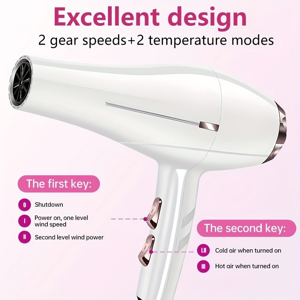 Brushless Motor Hair Dryer Set with Accessories - Professional Blow Dryer Kit Concentrator Nozzle Comb Clips 2 Modes 3 Speeds Ionic Anti-Frizz Home Salon Travel Black White Blue Green