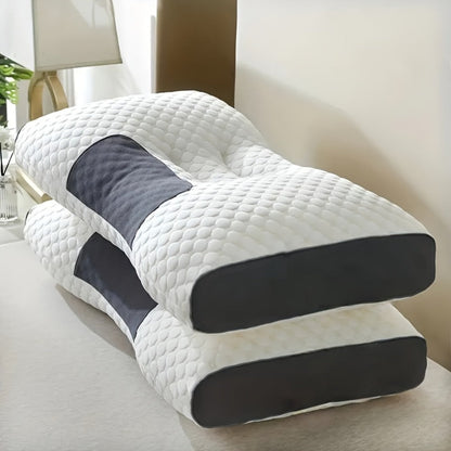 Two-Pillow Contoured Neck Pillow Set in Gray or Blue with 60 x 40 cm Pictured Size and Pillowcase-Only Option