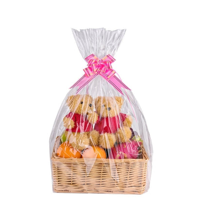 Fifty-Pack Clear Cellophane Gift Basket Bags, 18 x 30 Inch Large Transparent Wrapping Sleeves