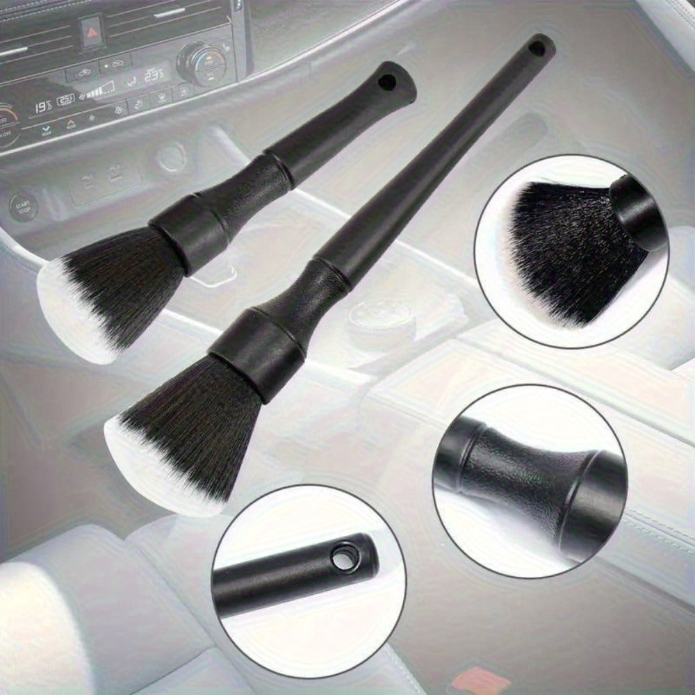 Car Interior Cleaning Brush Set – 5pcs Soft Bristle Detailing Brushes for Dashboard, Vents & Instrument Panel, Non-Shedding, Black