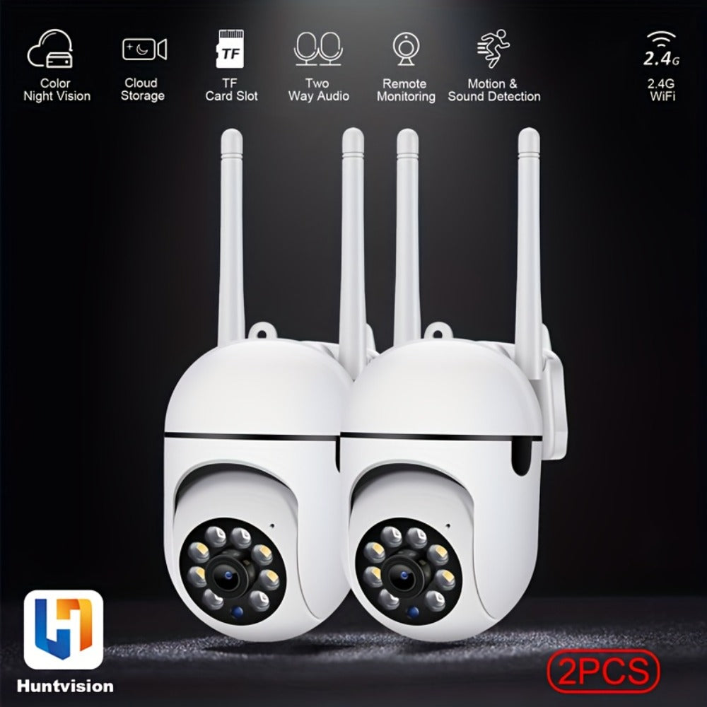 PTZ Dome Security Camera 1080P WiFi 2-Pack Outdoor Indoor, AI Auto Tracking, 360° Pan Tilt, Color Night Vision, Motion Alarm – Wireless Surveillance Camera System for Home Business Parking Office