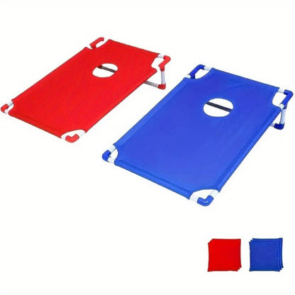Portable Bean Bag Toss Game Set – 2 Foldable Boards & 12 Bean Bags, Outdoor Party Backyard Camping Game for Kids & Adults | Red & Blue | No Battery Required