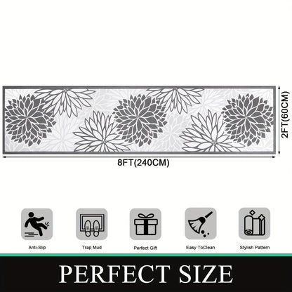 Floral Medallion Hallway Runner in Brown or Grey with 2 × 6, 2 × 8 and 2 × 10 ft Options for Home Decor