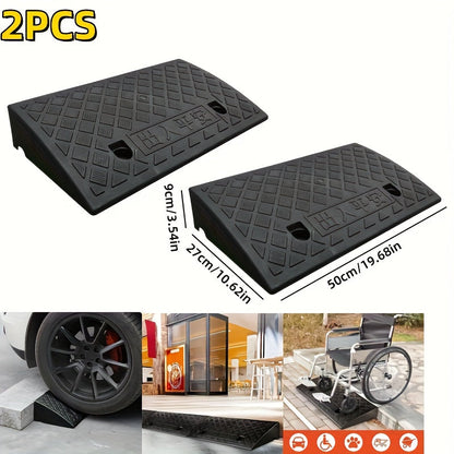 Curb Ramp Heavy Duty Plastic 3000 lb Portable Lightweight for Car SUV Motorcycle Bike Wheelchair Scooter Driveway Sidewalk Loading Dock Garage Outdoor Use Mobility Aid Ramp 2/4 Pack Black