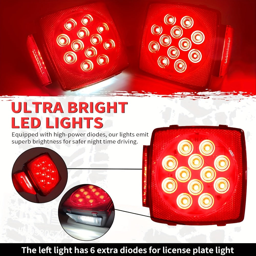 Trailer LED Light Kit 12V – Stop Turn Tail Brake License Plate & Side Marker Lights with Connectors for Trailers Under 80" – Boat Truck Camper RV Utility Trailer