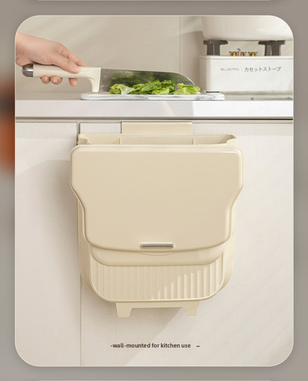 Collapsible 1.85-Gallon Trash Can with Lid for Wall Mount, Cabinet Door Hanging or Floor Placement