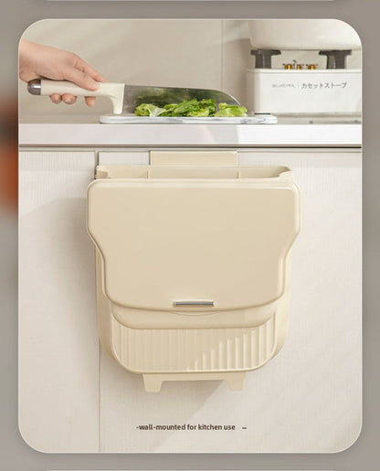 Collapsible 1.85-Gallon Trash Can with Lid for Wall Mount, Cabinet Door Hanging or Floor Placement