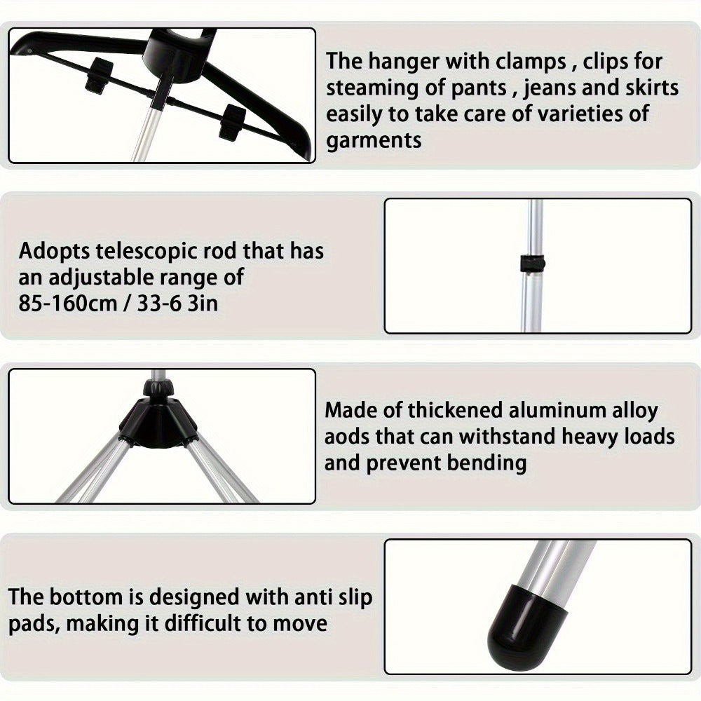 Clothes Drying Rack Foldable Height Adjustable Telescopic Ironing Rack, Aluminum Alloy Garment Rack with 360° Rotating Arm, Multi-Layer Hanging Drying Stand, Space-Saving Laundry Rack for Home Bedroom