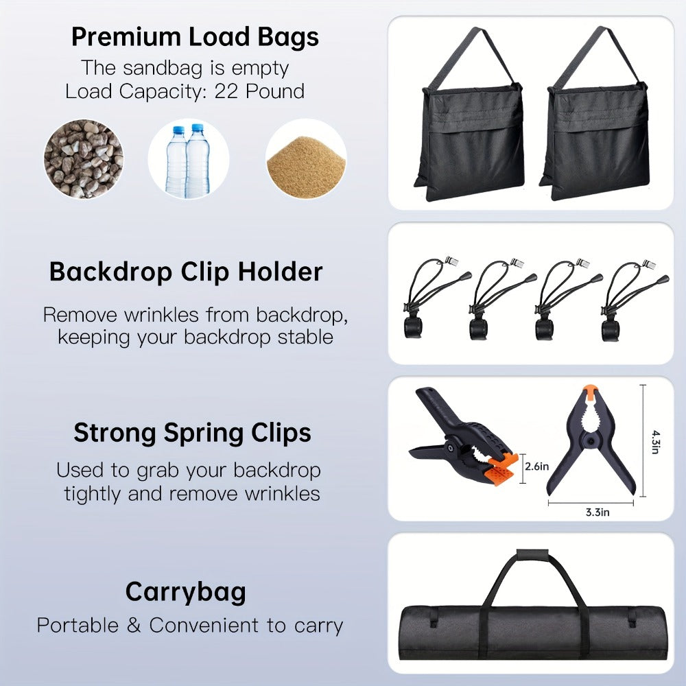 BEIYANG 8.5x10ft Adjustable Photo Backdrop Stand Kit with Carrying Bag | Background Holder Support System for Photography Studio, Video Production, Party Decoration & Advertising Display