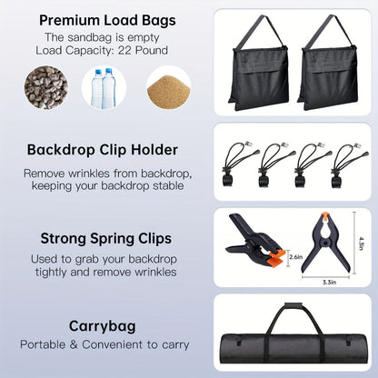 BEIYANG 8.5x10ft Adjustable Photo Backdrop Stand Kit with Carrying Bag | Background Holder Support System for Photography Studio, Video Production, Party Decoration & Advertising Display