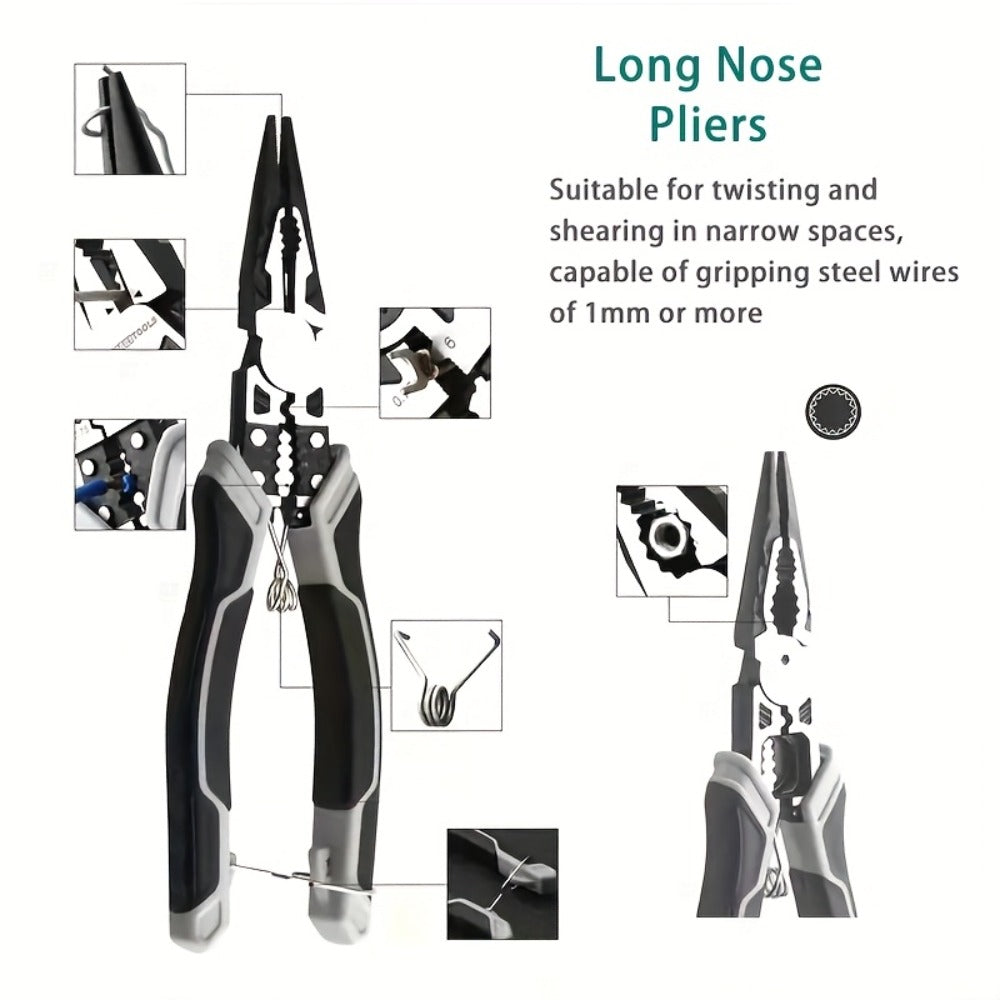Three-Piece Pliers Set with 8- and 9-Inch Diagonal Cutting, Long-Nose and Combination Wire-Working Tools