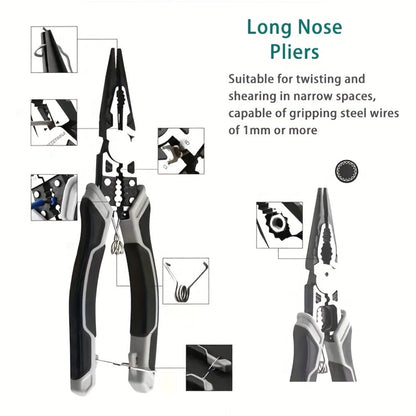 Three-Piece Pliers Set with 8- and 9-Inch Diagonal Cutting, Long-Nose and Combination Wire-Working Tools