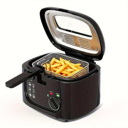 Electric Deep Fryer 1500W – 84.54oz Large Capacity, Adjustable Temperature Control, Non-Stick Basket, Viewing Window, Removable Lid, One-Touch Switch, Easy to Clean, Black & White Options